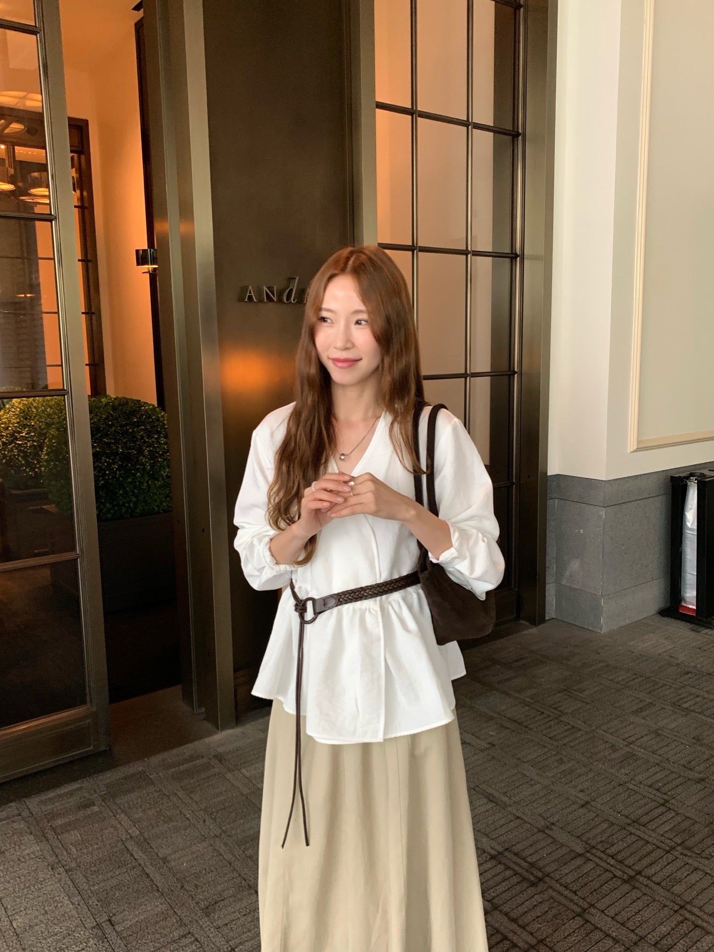 // 連腰帶法式氣質一件式BL