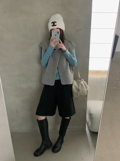 // 60%綿羊毛單鈕扣馬甲背心