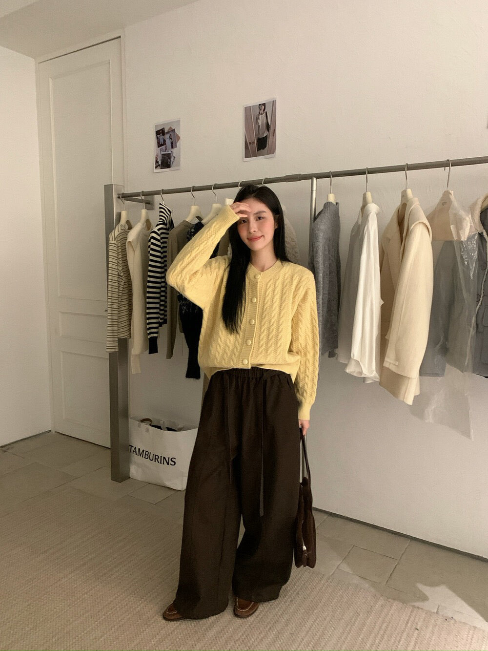 // 復古麻花包扣圓領CD