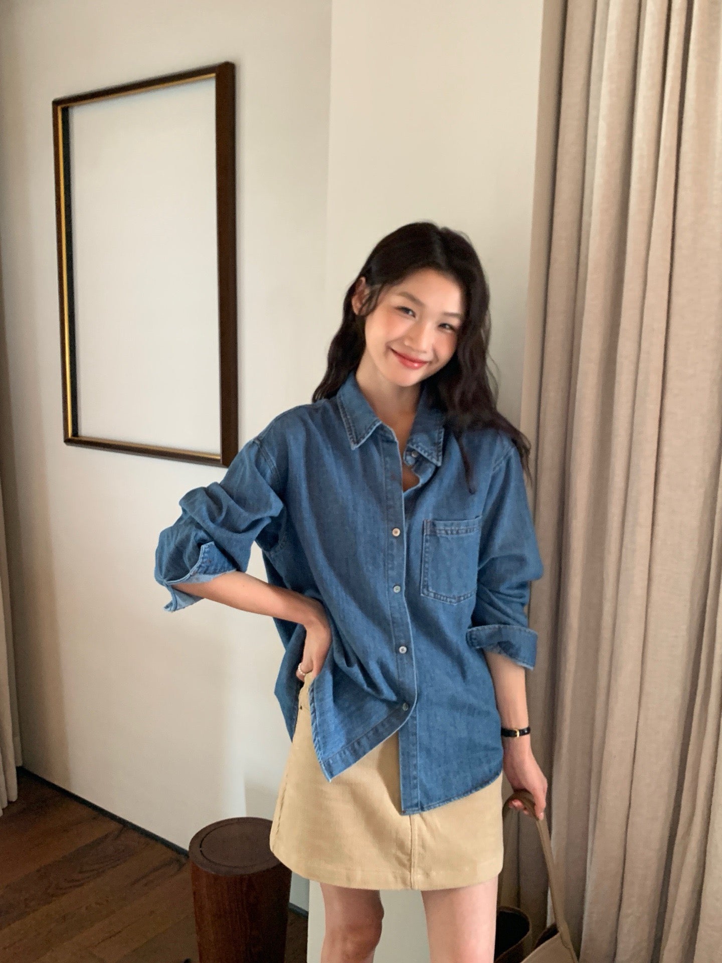 // 經典復古洗水色口袋SH