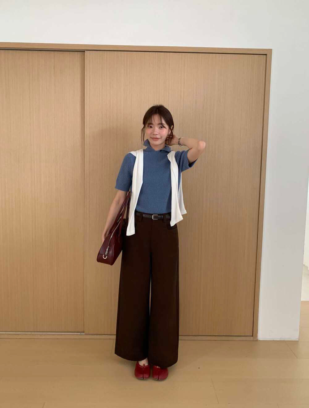 // 褲型超好簡約花邊直腳九分褲