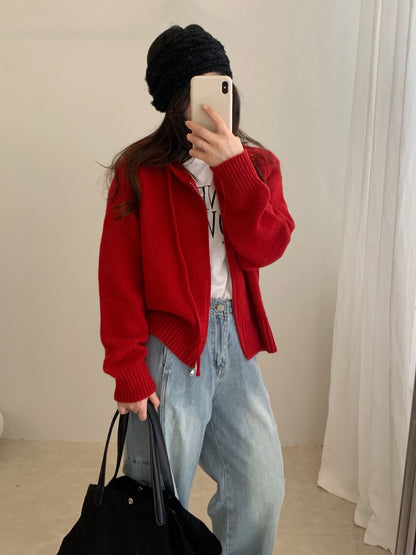 // 軟糯感20%羊毛上下拉鍊連帽CD