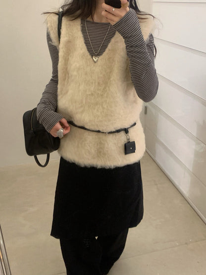 // 圈圈羊毛拉絨疊穿背心