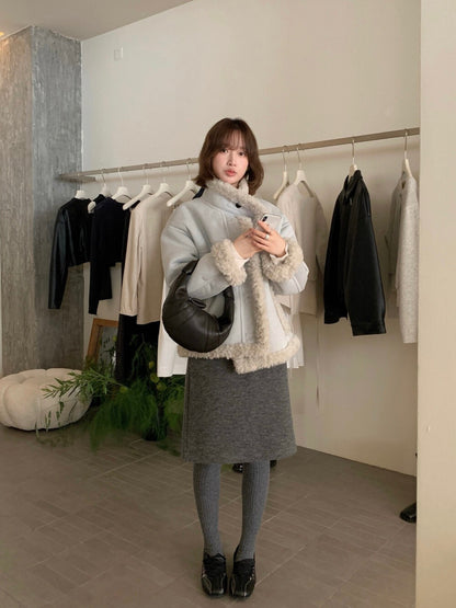 // 性價比極高皮毛一體羊羔毛麂皮外套