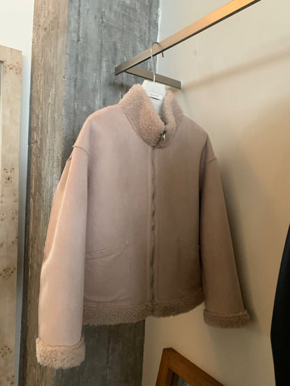 // 皮毛一體毛毛邊立領拉鍊外套