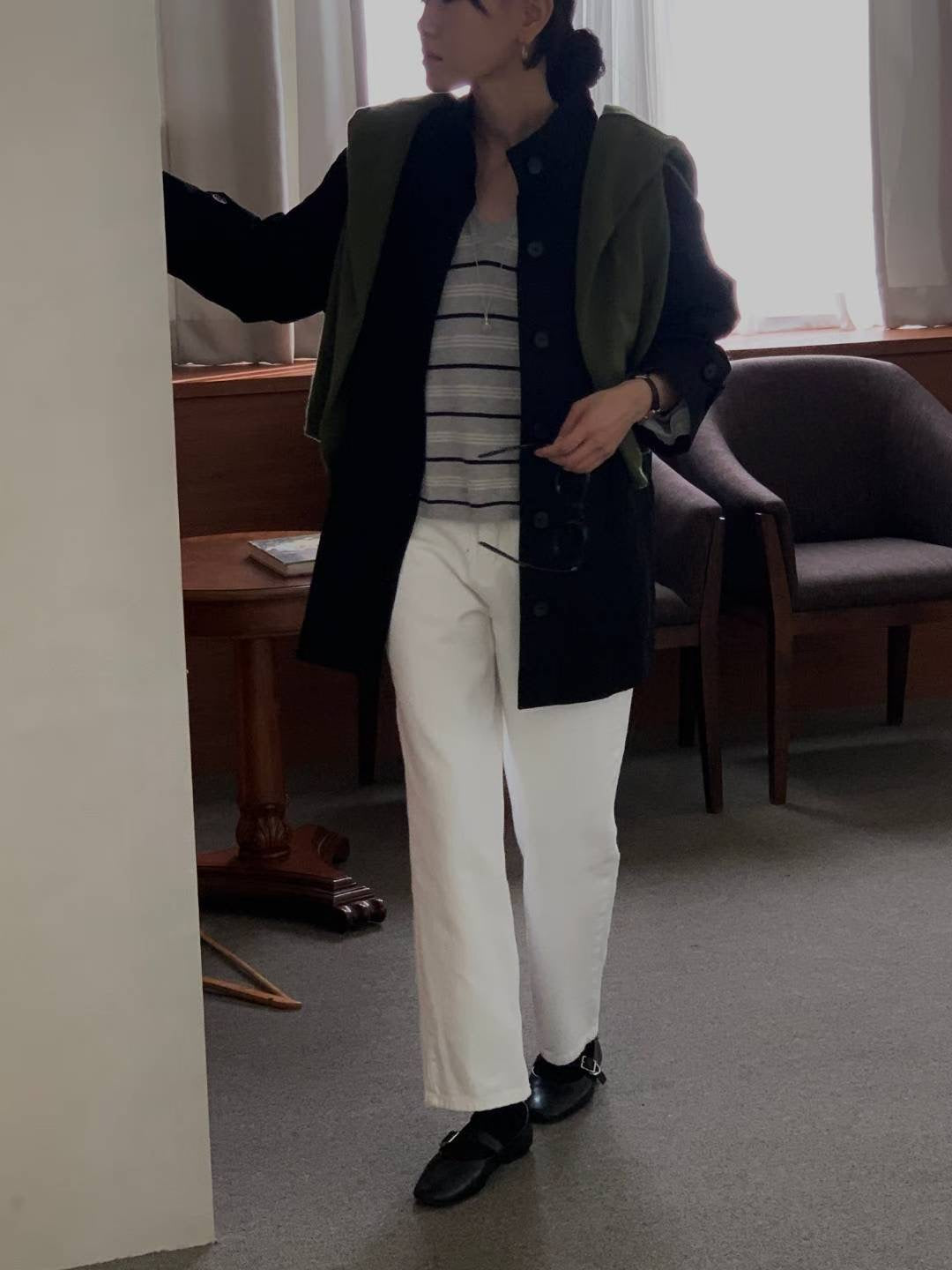 // 高品質立領中長trench coat