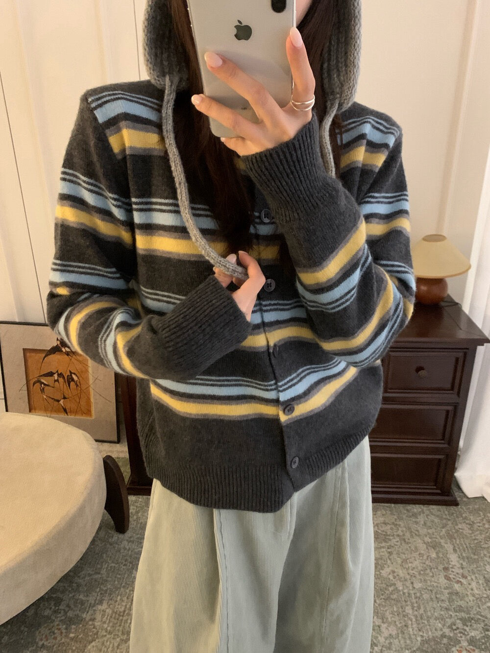 // 30%wool復古拼間圓領CD