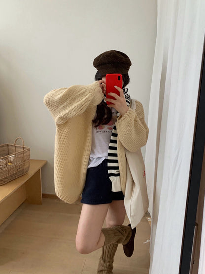 // 12%wool慵懶束袖口疏針CD