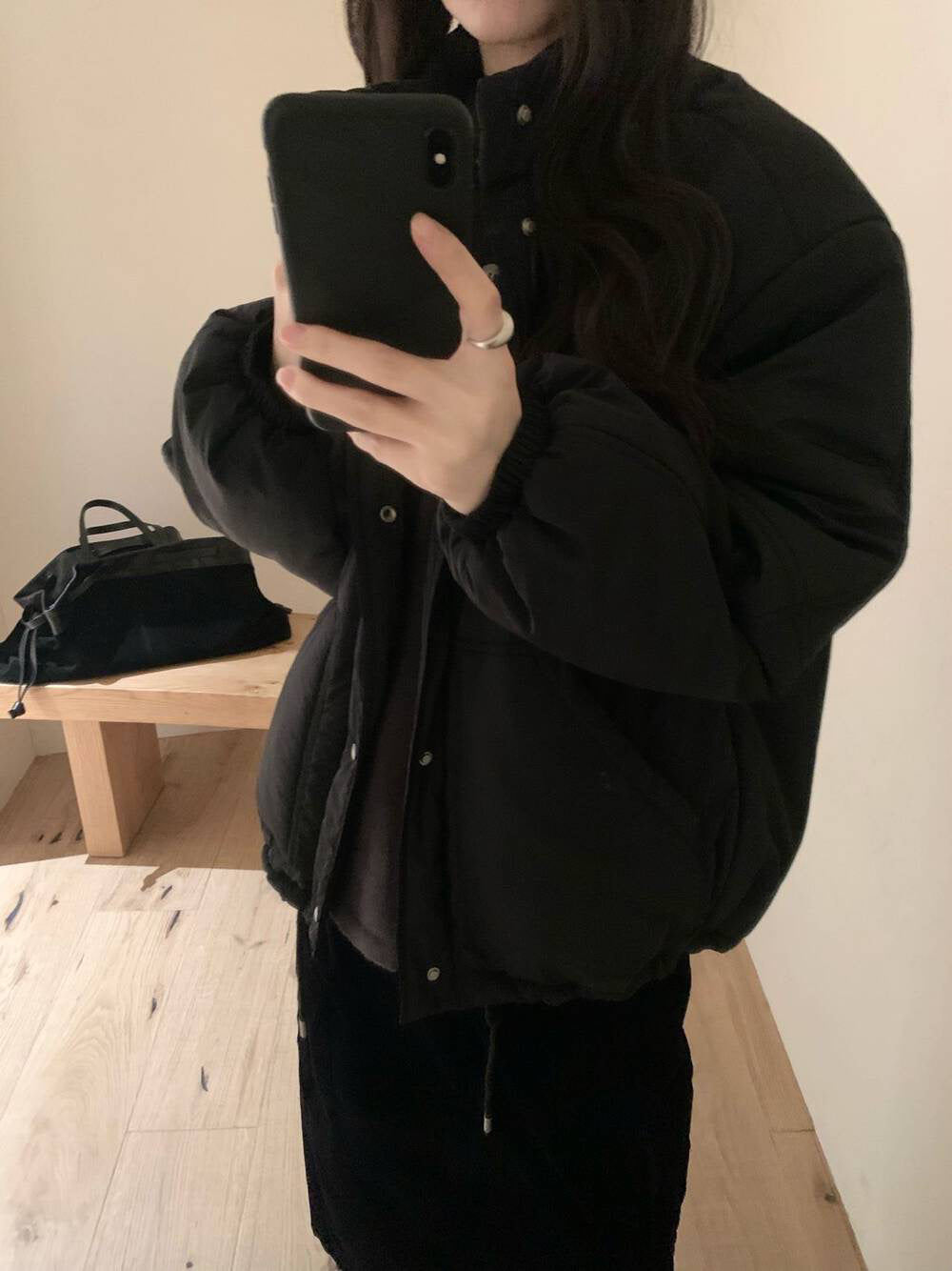 // 極簡風小立領薄夾棉外套