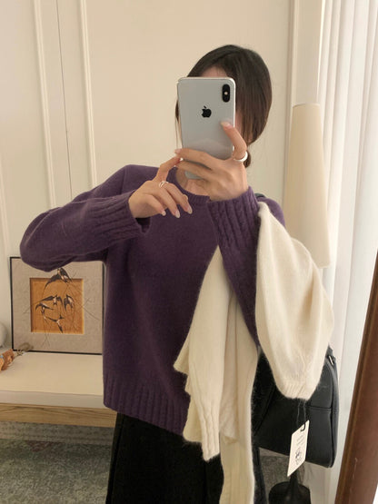 // 10%兔絨麻花衣擺+袖口套頭毛衣