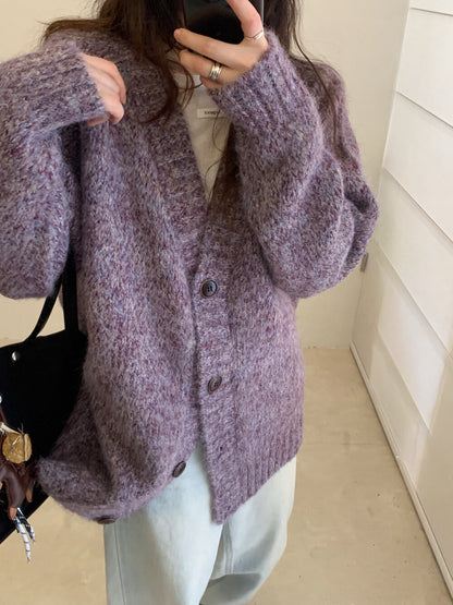 // 花線混色感慵懶寬鬆款中長CD