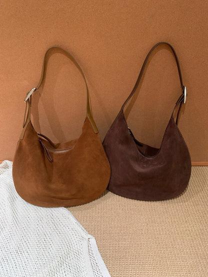 // 頭層牛皮麂皮絨hobo bag(肩帶可調)