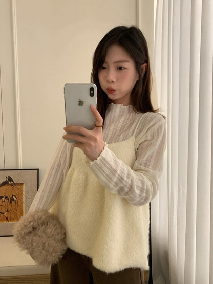 // 疊穿必入羊羔毛吊帶上衣