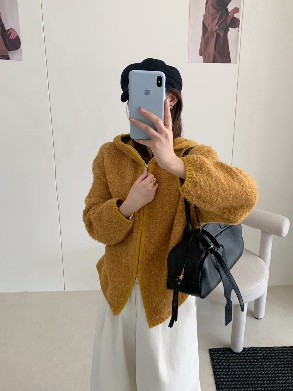 // 慵懶連帽肌理感拉鍊CD