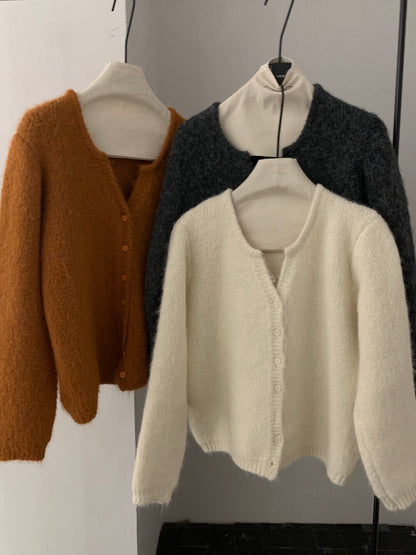 // 簡約小v領毛絨感CD