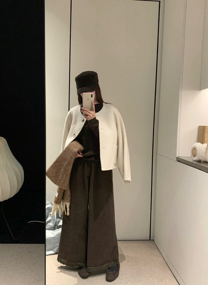 // 福利款！100%羊毛圓領簡約手工外套