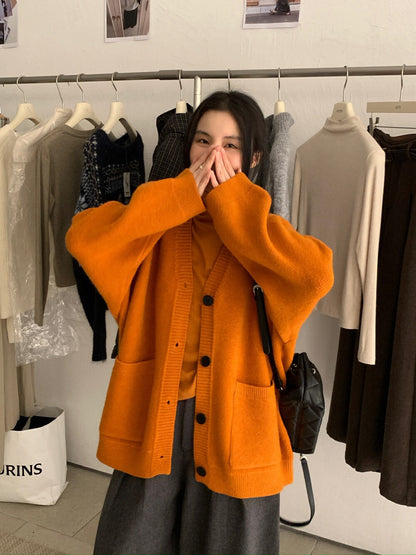 // 慵懶重磅靚色V領中長CD