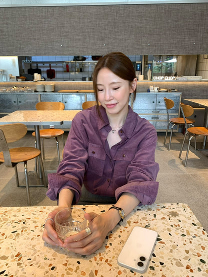 // 霧面感燈芯絨雙口袋SH