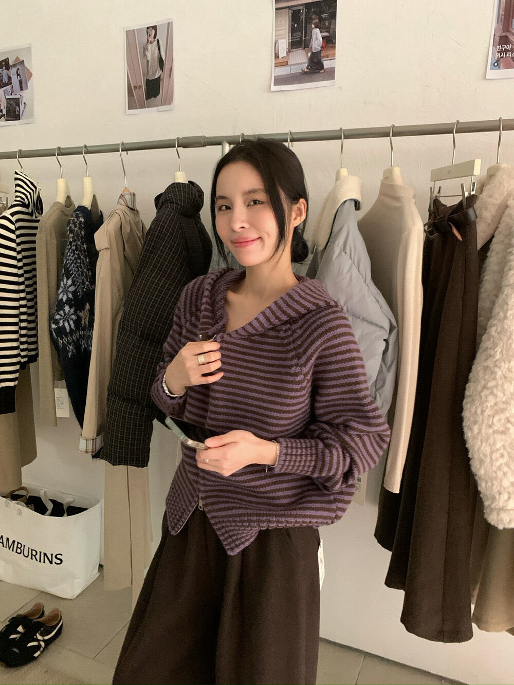 // 軟糯雙拉鍊細間條連帽CD