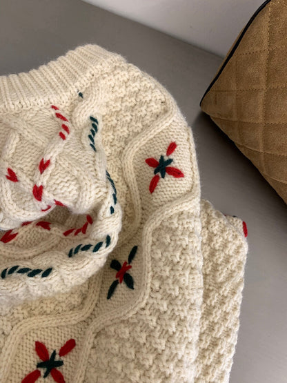 // 特別撞色鈎針圖案毛衣