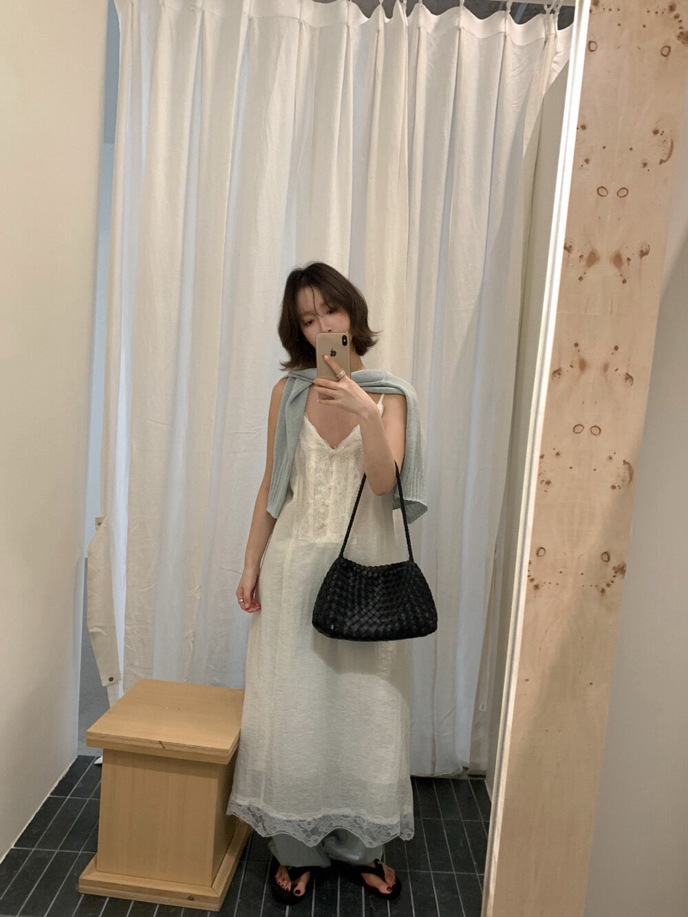 // 精緻刺繡lace微光澤感吊帶OPS