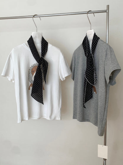 // 可愛頭巾小狗TEE(連領巾)