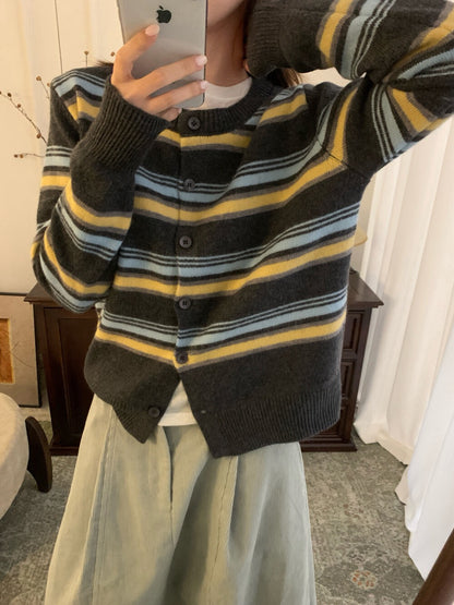 // 30%wool復古拼間圓領CD