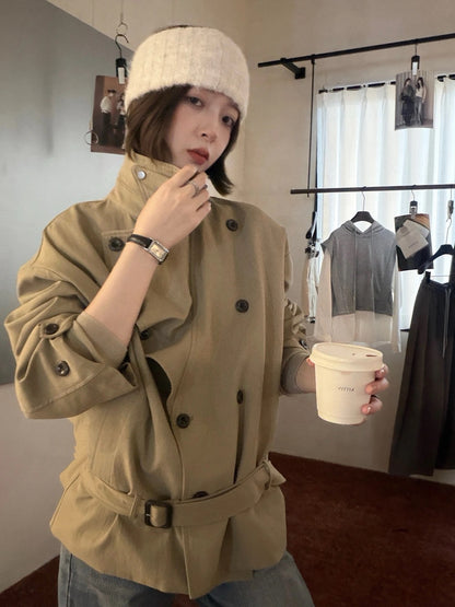J52 / 帥氣可立領連腰帶修腰trench coat