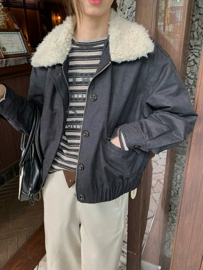 // 帥帥毛毛領夾棉飛行外套