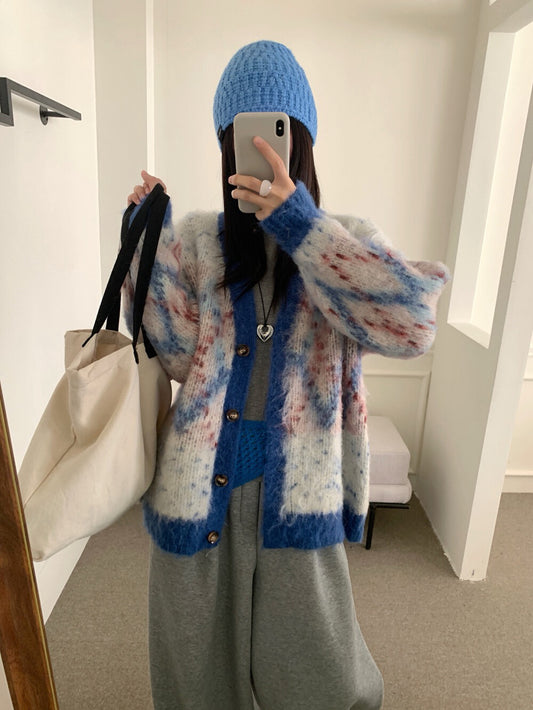 // 復古菱格圖案軟糯V領CD