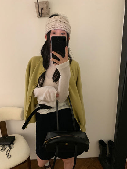 // 設計感特別鈕扣設計100%wool靚色CD