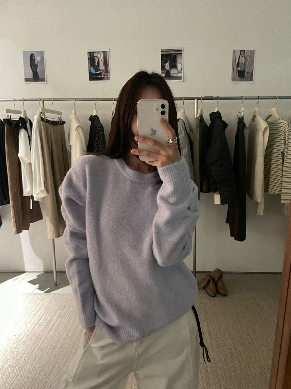 // 軟糯感糖果色系圓領毛衣