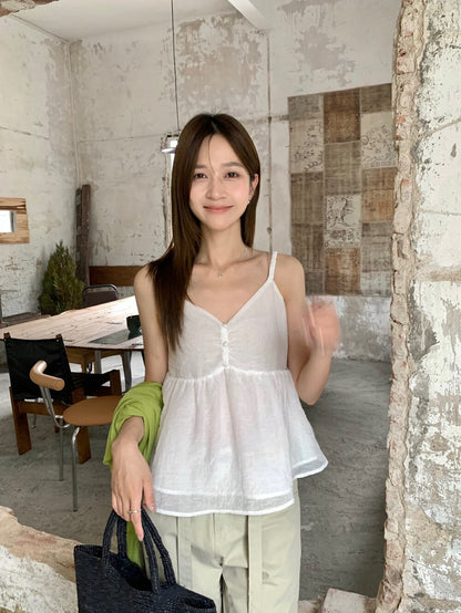 B30 / 肌理感圓鈕扣小吊帶