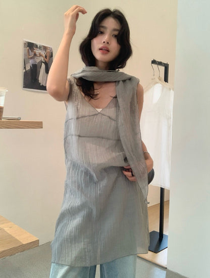 // 透感肌理感疊穿長背心