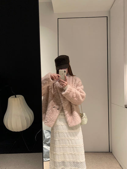 // 超精緻全lace立體點點內加絨中裙