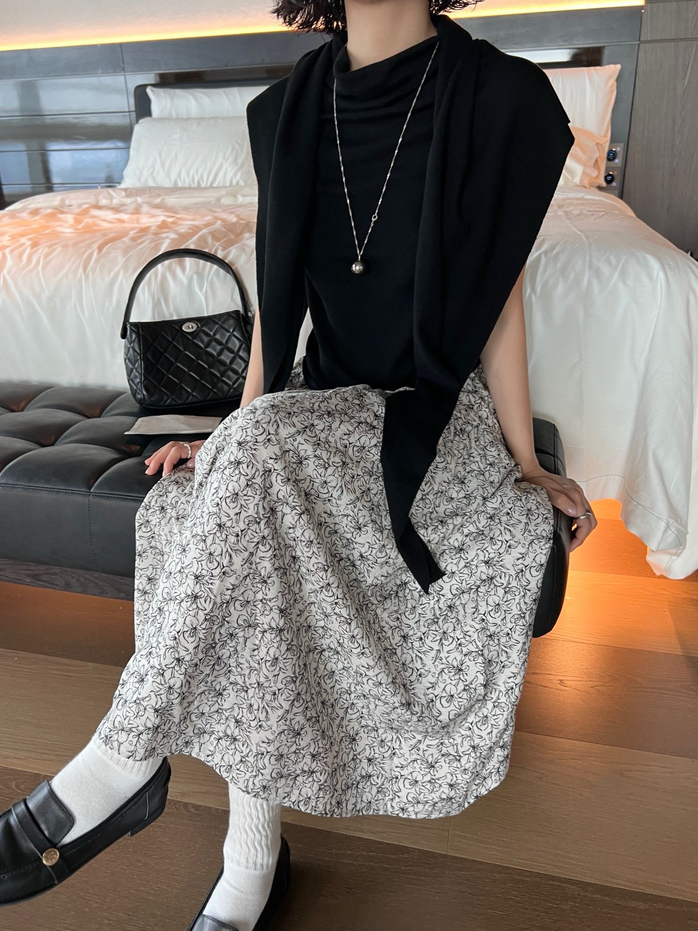 // 可分開慵懶半高領小短袖NT+披肩兩件套