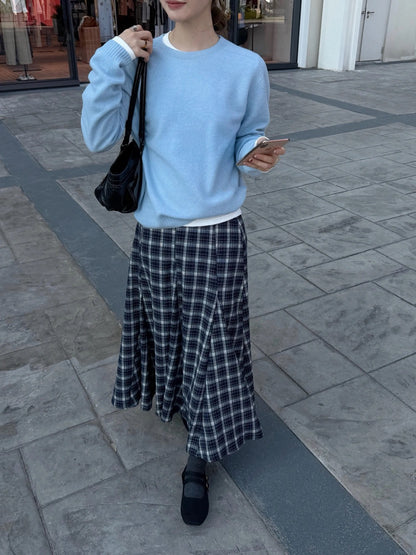 S22/ 格紋小魚尾顯瘦中裙