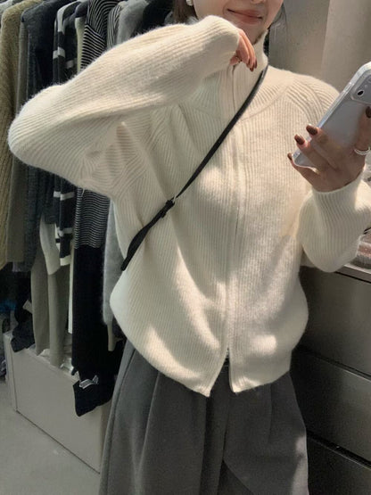 // 可立領上下拉鍊冷外套