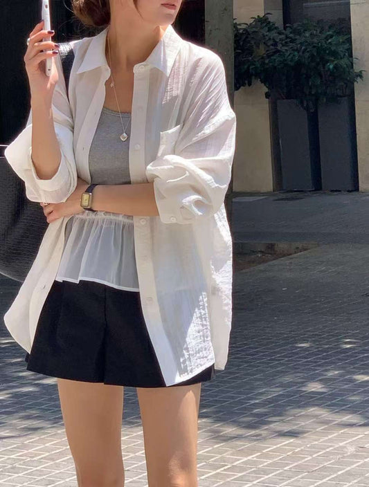 // 微光澤感立體直紋口袋SH