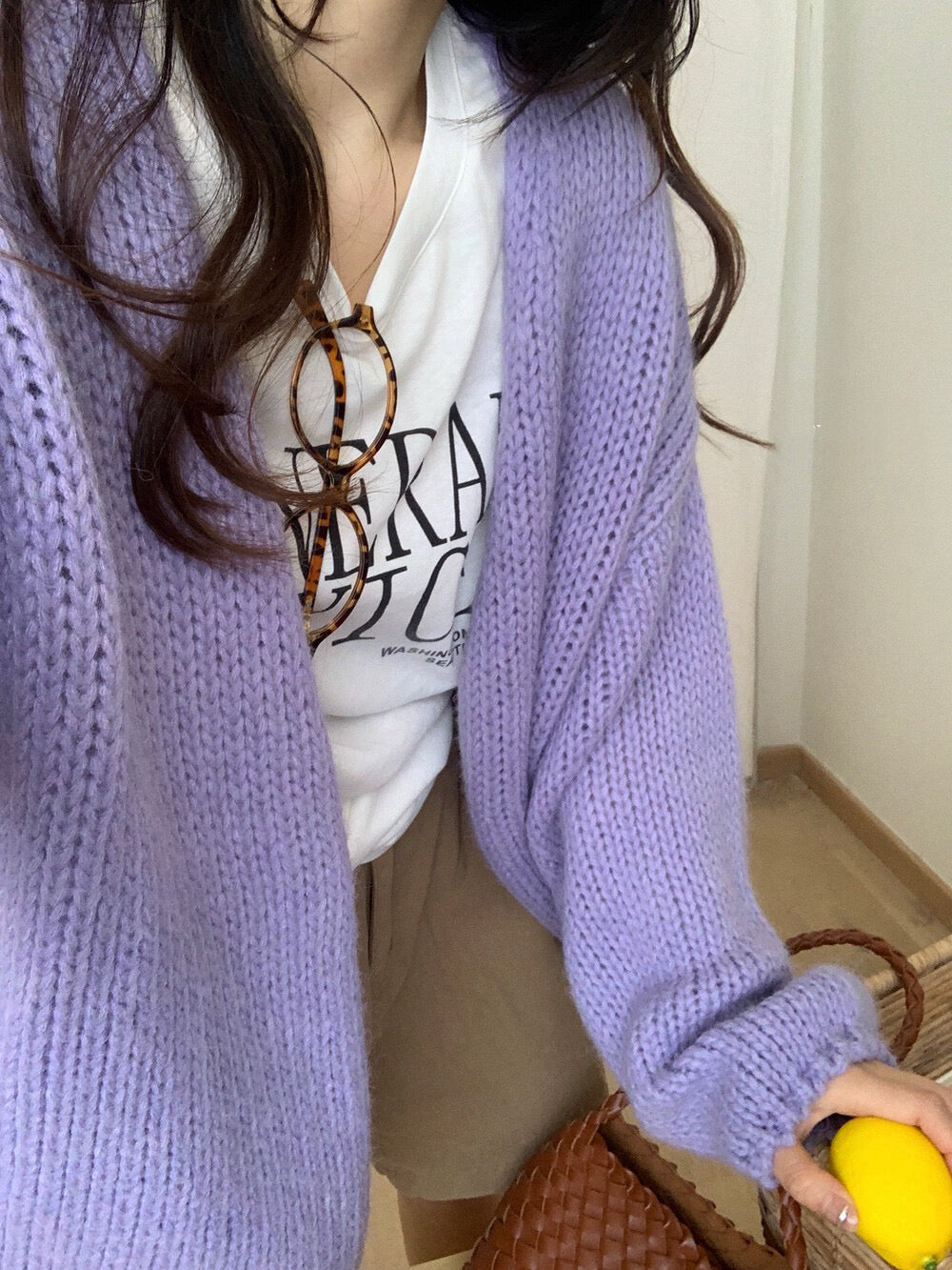 // 12%wool慵懶束袖口疏針CD