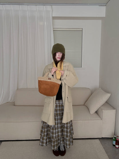 // 10%alpaca+80%wool口袋翻領長長外套