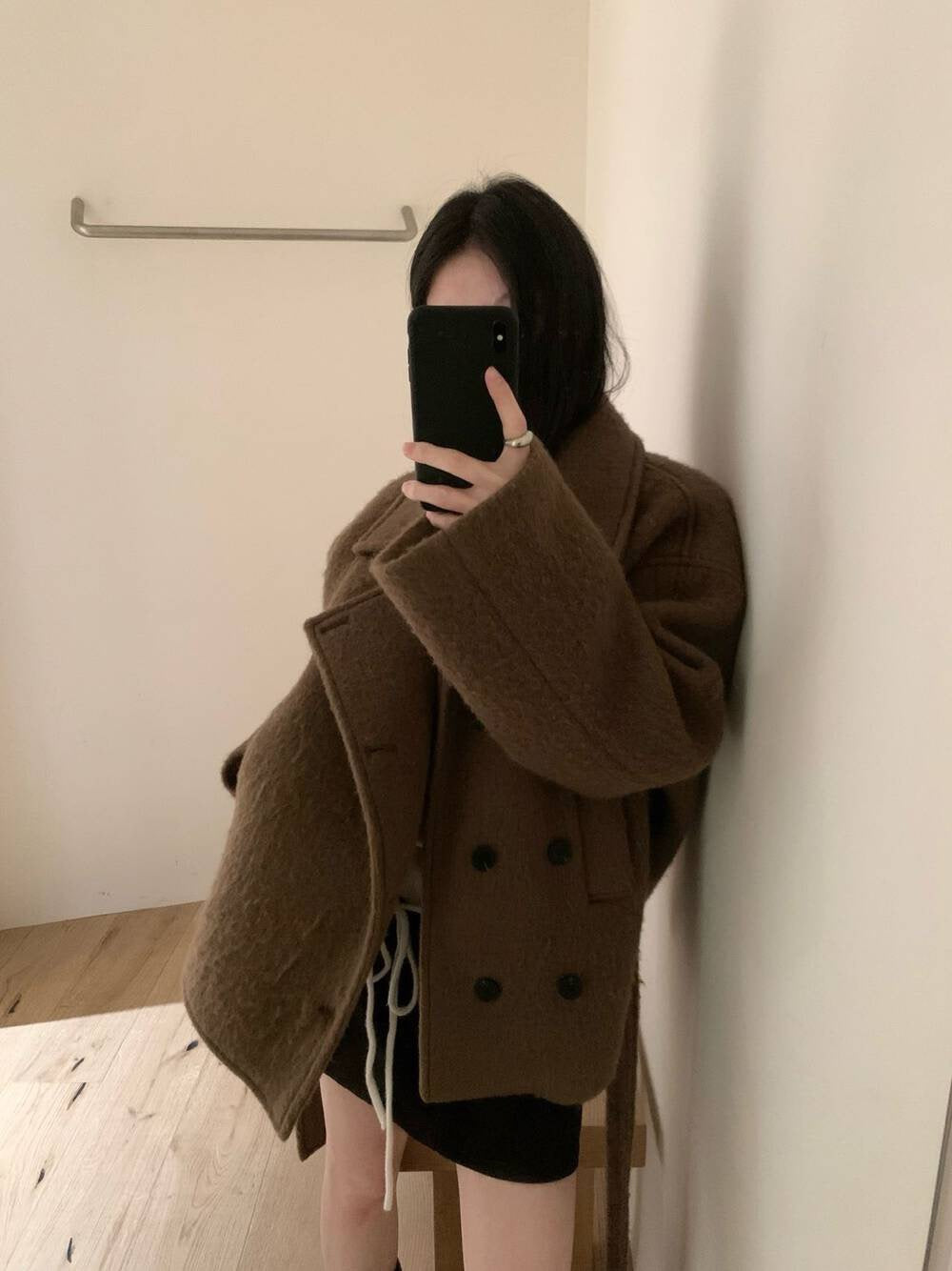 // 55%羊毛復古雙排扣毛感外套