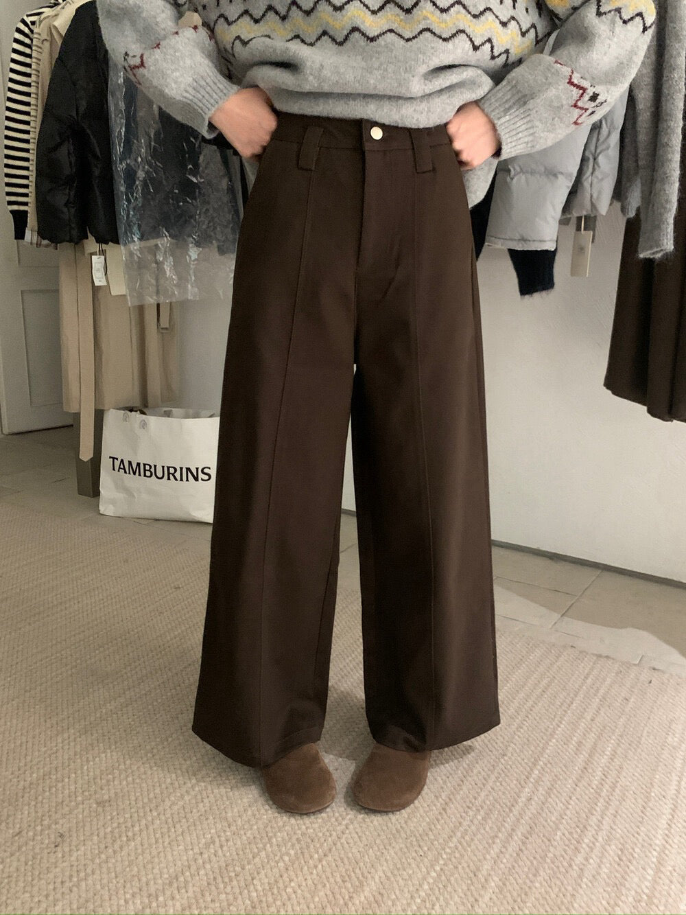 // 褲型超美中線設計直筒褲