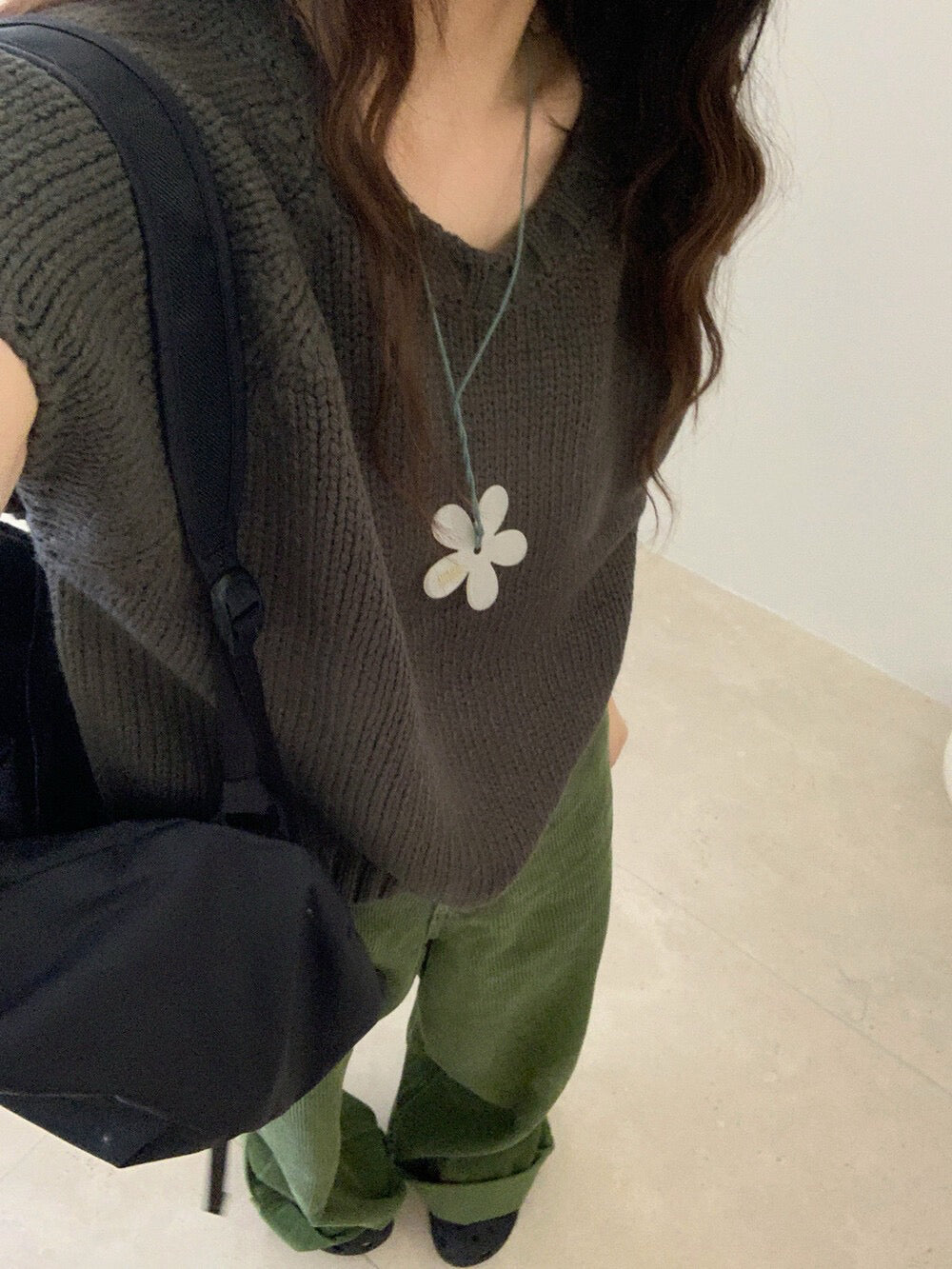 // 可疊穿粗織紋邊落肩短袖NT