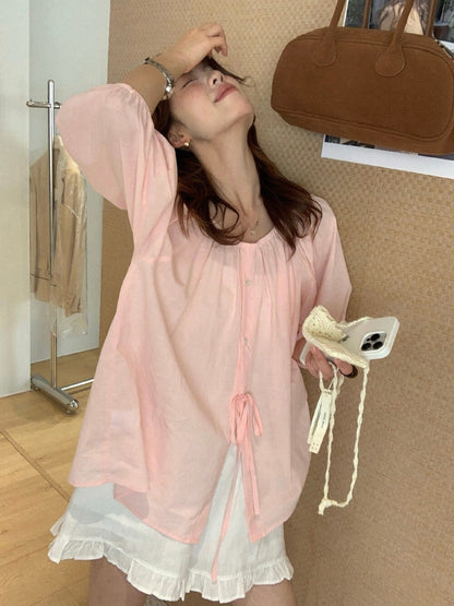 // 綁結裝飾燈籠袖BL