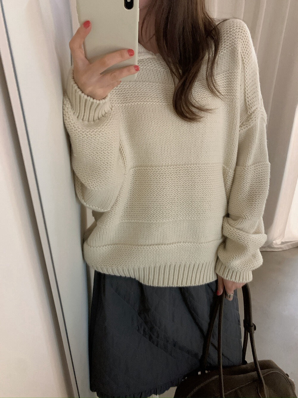 // 超美織紋翻領套頭毛衣