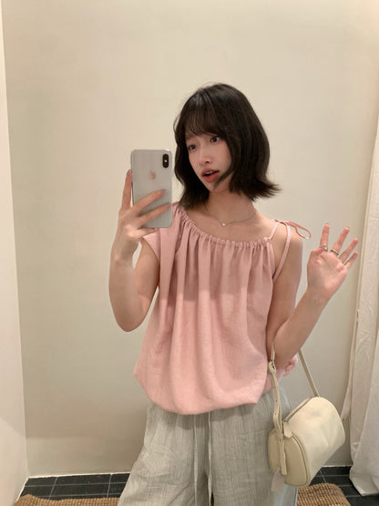 // 設計感單邊綁帶短款泡泡BL