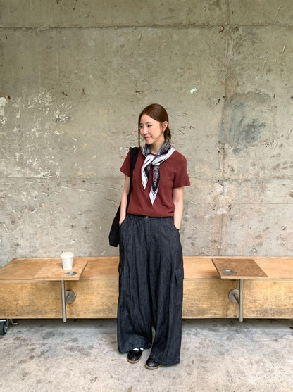 // 休閒軟軟牛仔布口袋工裝褲