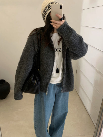 // 超軟糯圈圈羊毛連帽拉鍊CD