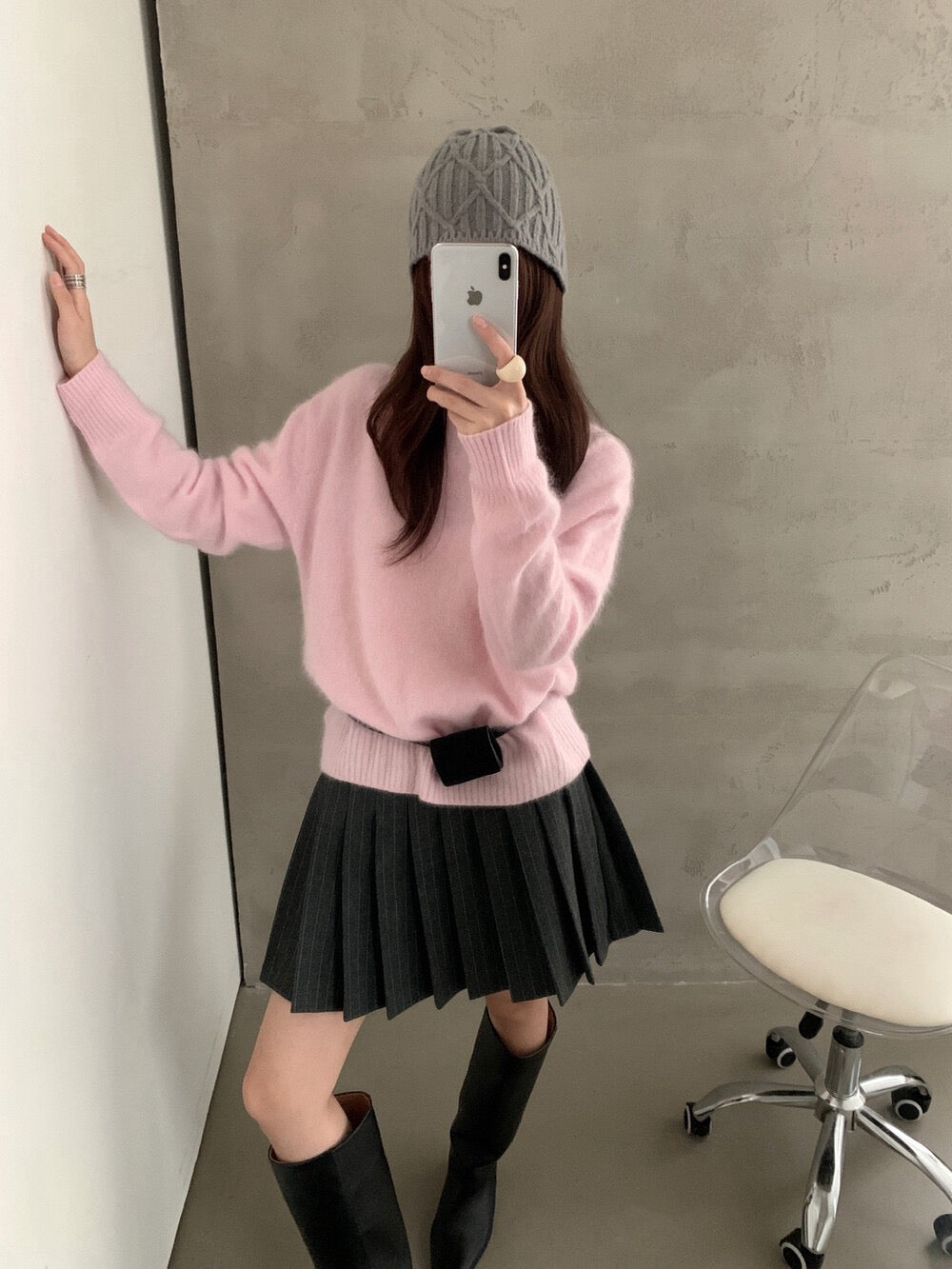 // 95%wool+5%cashmere拉絨工藝小高領針織NT